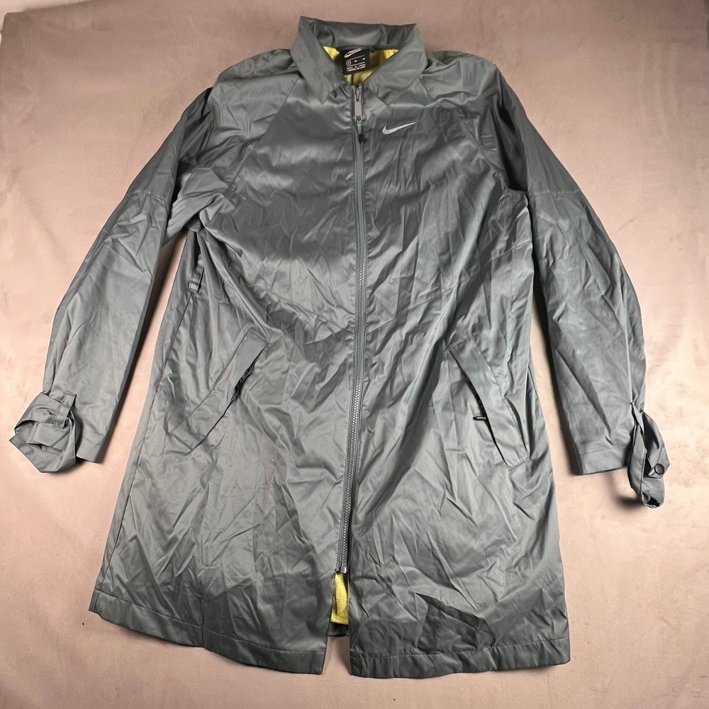 Nike Mens Gray Windrunner Trench Coat Full Zip Mesh‎ Lined Jacket Size Medium